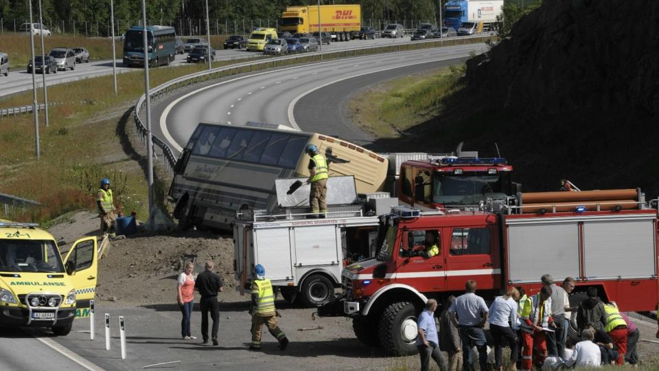 FLERE SKADD: E6 er stengt i sydg�ende retning utenfor Sarpsborg. Foto: John Terje Pedersen/Dagbladet