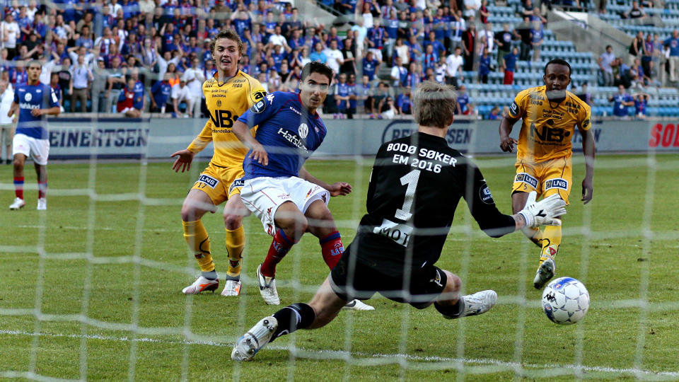 MILLIONM�LET: Her s�rger Moa for 2-1-seier mot Bod�/Glimt - og flere tilskuere mot Rosenborg. Og kanskje scoringen ogs� betyr ytterlig interesse fra utlandet og en enda penere overgangssum ved et eventuelt salg. Foto: ARNT E. FOLVIK
