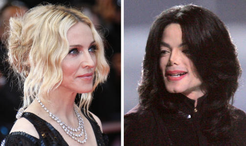 KONGEN OG DRONNINGA AV POP: Michael Jackson og Madonna. Foto: SCANPIX/AFP