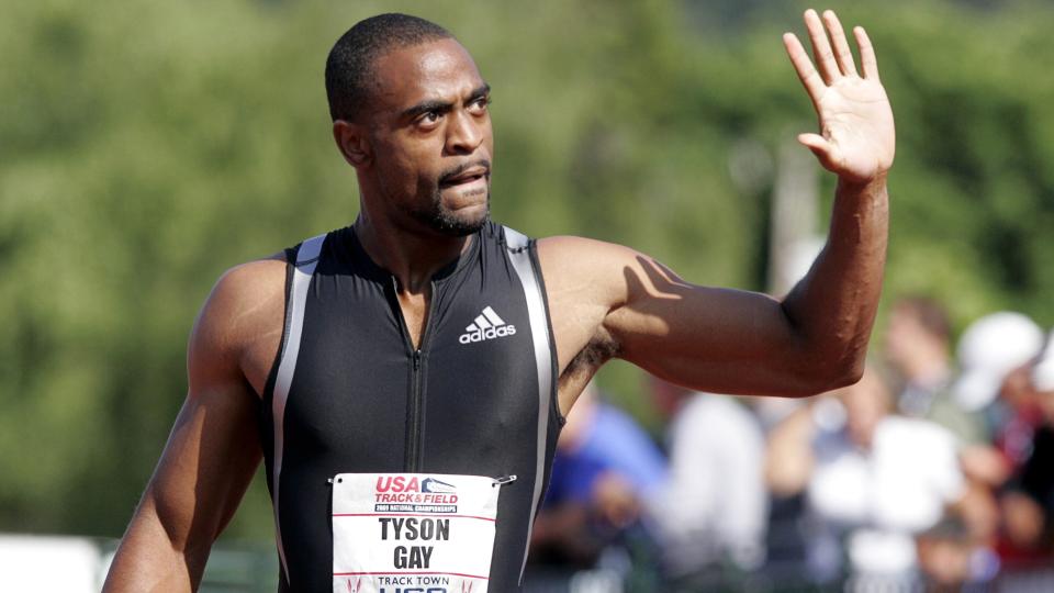 MISFORN�YD: Tyson Gay bl�ste inn til 9,75 p� 100 meter i det amerikanske mesterskapet, men mente likevel at han hadde l�pt et teknisk fryktelig l�p.Foto: SCANPIX/REUTERS/Richard Clement