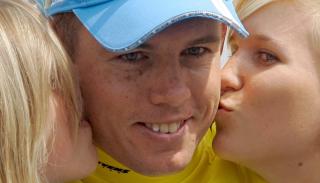MED: Brett Lancaster er Thor Hushovds leadout-man. Foto: Felix Hyder / EPA.