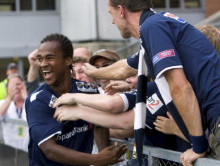 REDDET POENGET: Ola Kamara kom inn og reddet et poeng for Godset. Sjanse p� sjanse ble misbrukt av hjemmelaget i kampen som endte 1-1.
Foto: Terje Bendiksby / SCANPIX