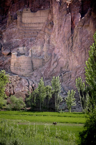 �delagt av Djengis Khan: En kilometer fra Bamiyan kneiser Den r�de byen over dalen. Krigsherrer har brukt omr�det som bunkers helt til n�. Foto: Jacques Hvistendahl