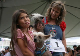 N�DDE IKKE OPP:Dawn Goehring til h�yre fra Tennesse holder sin hund Miss Millie. Lydon Oliveras rekker tunge f�r starten av helgas k�ring. Foto: Justin Sullivan/Getty Images/AFP/SCANPIX