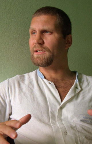ERKL�RTE KRIG MOT MUSLIMER: J�rn J�nke Nielsen, talsmann for danske Hells Angels. Foto: Jakob Dall