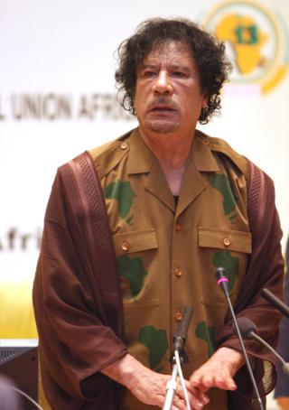 GADDAFI GA DEM PENGER: Libyas diktator bidro med 10 000 danske kroner slik at Venstresocialistene kunne ha en Palestina-uke. Foto:   EPA/SABRI ELMHEDWI