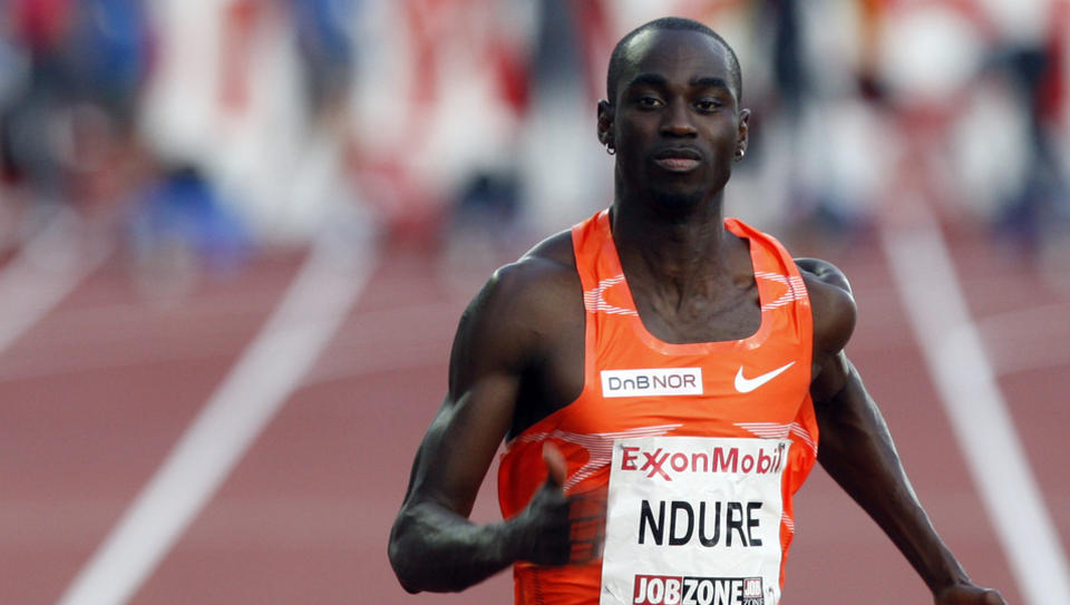 P� VEI MOT FORMEN: Jaysuma Saidy Ndure satte �rsbeste p� 100-meter i Aten i kveld.
Foto: Tor Richardsen / SCANPIX .