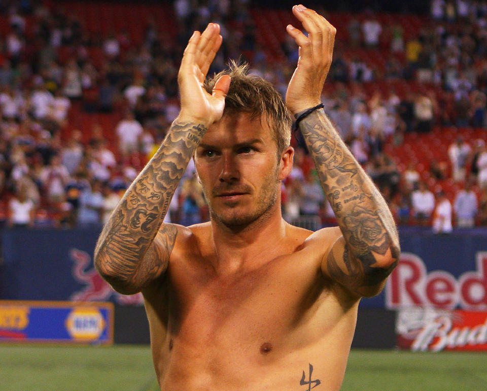 BLE H�NET: David Beckham ble kjeftet huden full under s�ndagens treningskamp mellom Los Angeles Galaxy og Milan. Foto: Mike Stobe/Getty Images for New York Red Bull/AFP