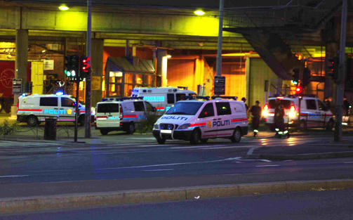 STORT OPPBUD: En stor mengde politipatruljer deltok i p�gripelsen av 29-�ringen. Foto: DANIEL LAABAK