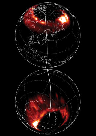 USYMMETRISK: Nord- og s�rlyset avbildet samtidig av satellittene Polar og IMAGE og gransket av forskere ved Universitetet i Bergen (UiB).