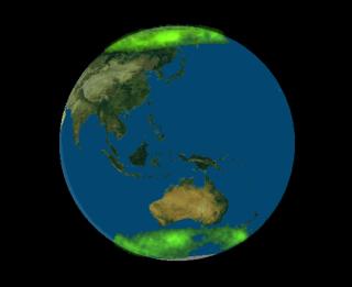 LIKHETER? Tidligere observasjoner, som dette fra NASAS Polar-satellitt har vist at nord- og s�rlysene nesten er speilvendte. Forskningen fra Universitetet i Bergen viser at det ikke er tillfelle. Foto: SCANPIX/EPA PHOTO AFPI/NASA/NASA/NASA