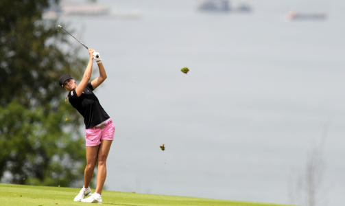TO OVER: Marianne Skarpnord �pnet Evian Masters to over par.Foto: SCANPIX / AFP PHOTO / JEAN-PIERRE CLATOT