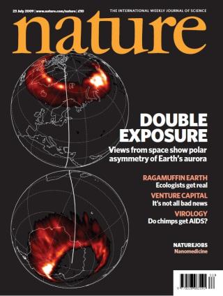 FORSIDE: Nordlysforskningen til Bergens-forskerne er p� forsiden av siste nummer av det meget anerkjente vitenskapstidsskriftet Nature. Faksimile: NATURE