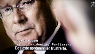 FIKK V�RE MED: Stortingspresident Carl I. Hagen fikk, i motsetning til St�re, uttale seg i programmet. Foto: NBC/TV 2