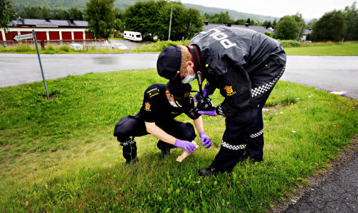 NITIDIG ARBEID: Politiet har mye arbeid foran seg f�r de med 100 prosent sikkerhet kan fastsl� at siktede er mannen som som drepte Lars Erik Flem Andersen. Foto: FRANK KARLSEN