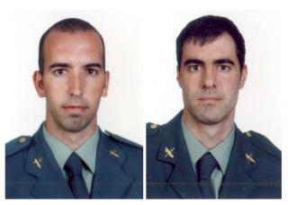 OMKOM: Diego Salva Lezaun (V) og Carlos Saenz de Tejada Garcia (H), mistet livet i bombeangrepet p� Mallorca i g�r.  EPA/SPANISH HOME AFFAIRS MINISTRY / HANDOUT  EDITORIAL USE ONLY