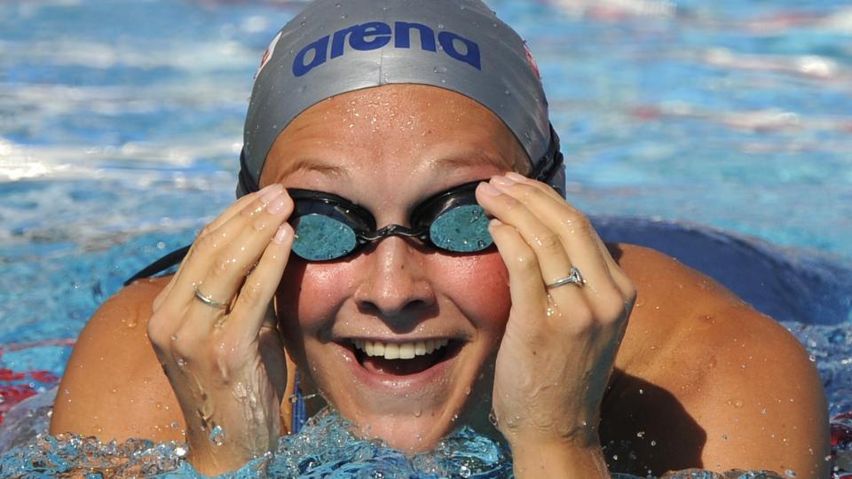 IMPONERER I ROMA: Katharina Stiberg tok seg til semifinale med norsk rekord p� 50 meter bryst i sv�mme-VM i Roma l�rdag. Stafettlaget knuste den norske rekorden, men det holdt ikke til videre avansement. Foto: AP