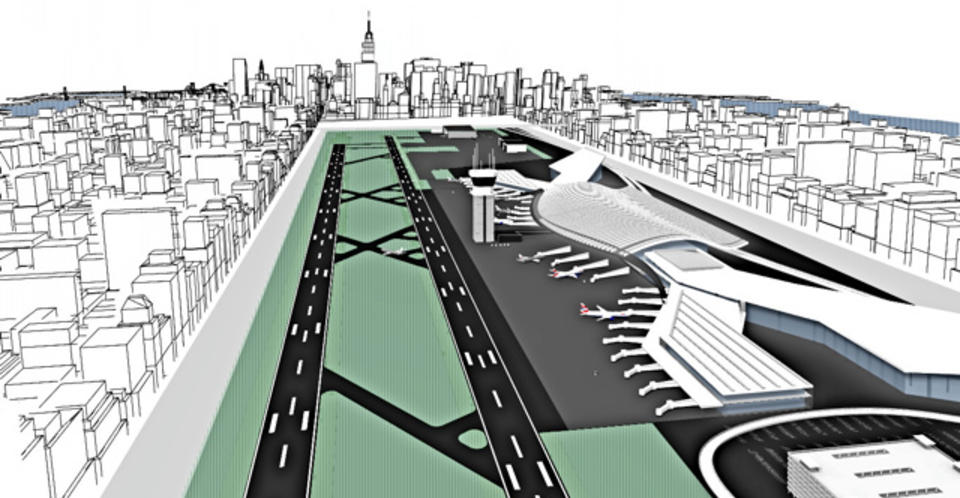 NEW YORK, NEW YORK: De ansvarlige bak Manhattan Airport Foundation vil gj�re om Central Park til flyplass. Illustrasjon: THE MANHATTAN AIRPORT FOUNDATION