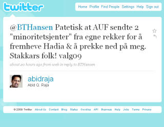 Skjermdump fra Twitter.com.