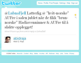 Skjermdump fra Twitter.com