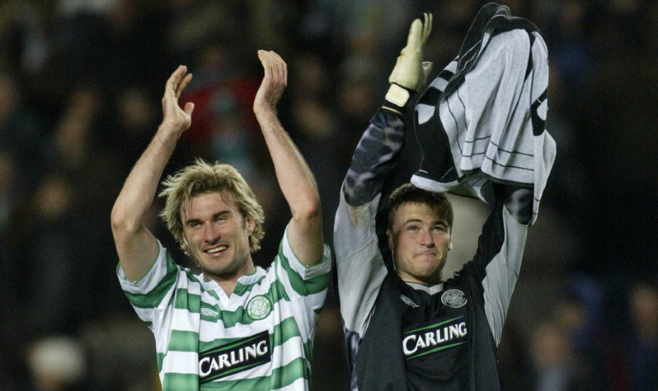 RESERVEN TIL RESERVEN: David Marshall (t.h.), her som Celtic-keeper mot Barcelona i Uefa-cupen for fem �r siden, f�r jobben med � stoppe Norge p� Ullevaal. Foto: REUTERS/Albert Gea