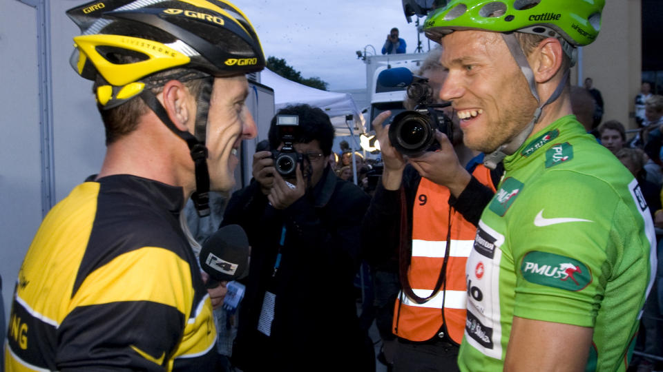 UTNEVNT I DAG: Thor Hushovd (til h�yre) syklet med Lance Armstrong i Oslo i g�r. Foto: Bj�rn Sigurds�n / SCANPIX