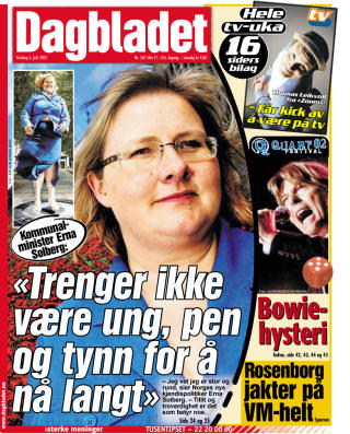 ERNA SNAKKET OM VEKTA: Dagbladet 4. juli 2002.