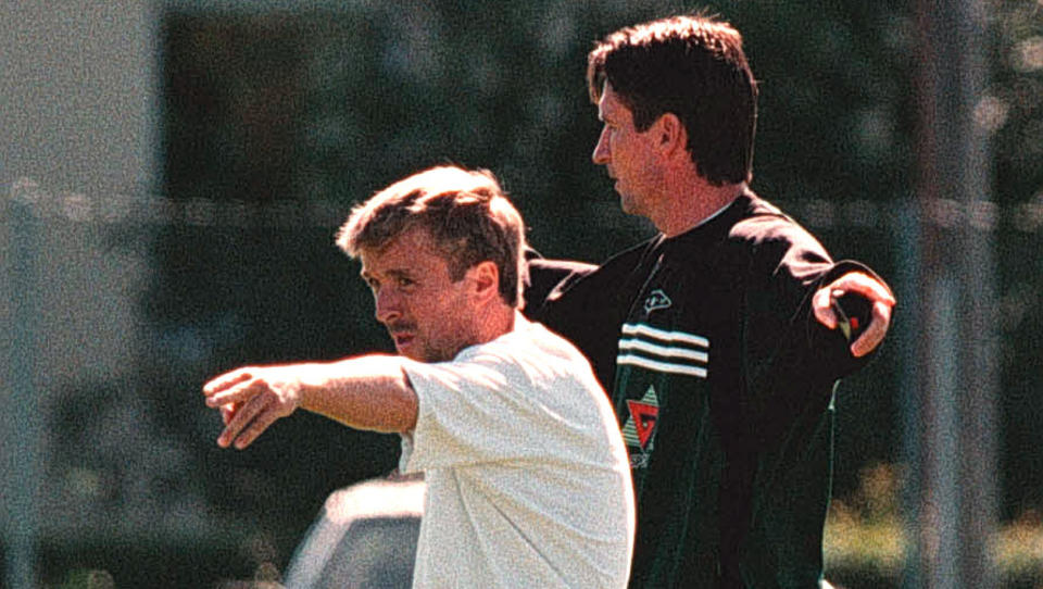 P� VILLE VEIER: Trond Sollied forst�r ikke hva Mini mener med kritikken mot ham. Her er de to i dagene som Rosenborg-ansatte. Foto: Gorm Kallestad/SCANPIX