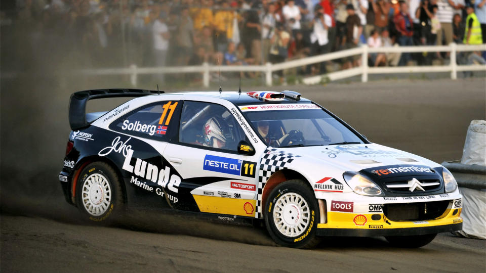 FORTSETTER I CITRO�N: Petter Solberg valgte � hoppe p� tilbudet om � kj�re en Citro�n C4 resten av sesongen. Her er han i Xsaraen han har brukt i rally-VM s� langt i �r.Foto: SCANPIX/AP Photo/Lehtikuva, Roni Rekomaa