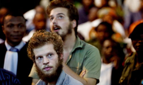 F�R BEHN-SYMPATI: Tjostolv Moland og Joshua French. Foto: Espen R�st