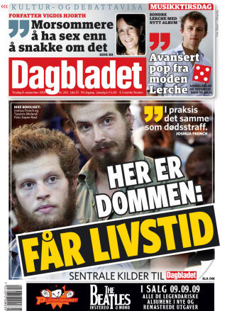 DAGENS FORSIDE I DAGBLADET: 