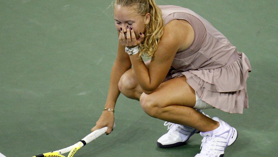 UFATTELIG: Caroline Wozniacki kan ikke tro det er sant. Hun er f�rste danske spiller i en Grand Slam-semifinale. Foto: REUTERS