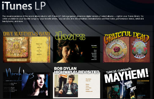 EKSTRAUTSTYR: Noen av de f�rste albumene som selges som iTunes LP, med digitalt ekstrautstyr.