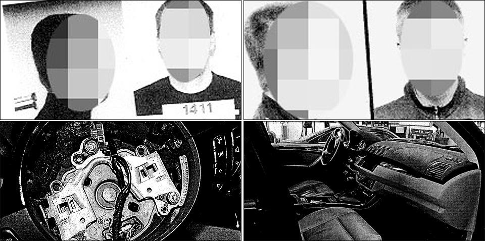D�MT FOR 41 BILINNBRUDD: De to br�drene hadde if�lge politiet spesialisert seg p� bilinnbrudd. P� bildene nederst kan en se en bil politiet mener de fjernet airbagen og stereoanlegget fra.