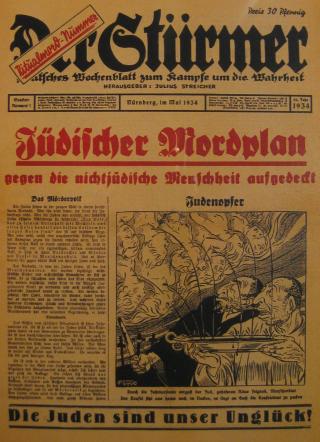SKREV OM FORBUDT JØDESEX: Sex med jøder var selvsagt forbudt, men det ser ut som nazistene var fascinert av det forbudte, de også. 500 000 var opplaget på det antisemittiske og pornografiske tidsskriftet Der Stürmer. Foto: WIKIMEDIA SKREV OM FORBUDT JØDESEX: Sex med jøder var selvsagt forbudt, men det ser ut som nazistene var fascinert av det forbudte, de også. 500 000 var opplaget på det antisemittiske og pornografiske tidsskriftet Der Stürmer. Foto: WIKIMEDIA
