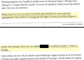 VILLE GITT FORELEGG: De to rumenerne ble d�mt til fengsel, ikke forelegg. Retten fant det bevist at de to hadde dratt til Norge for � tigge og drive kriminalitet. Faksimile