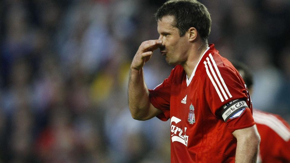 M�TTE SLITE FOR SEIEREN: Jamie Carragher mener Leeds var litt uheldige som tapte 0-1 p� Elland Road. Foto:  REUTERS/Phil Noble