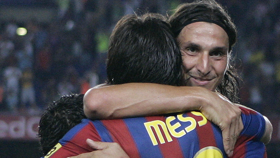 HAR FUNNET TONEN: Zlatan Ibrahimovic og Lionel Messi scoret henholdsvis ett og to mot Racing Santander tirsdag kveld. I tillegg hadde svensken et genialt m�lgivende h�lspark til Gerard Piquet. I 2. omgang m�tte han ut med skade. Foto: AP Photo/David Ramos