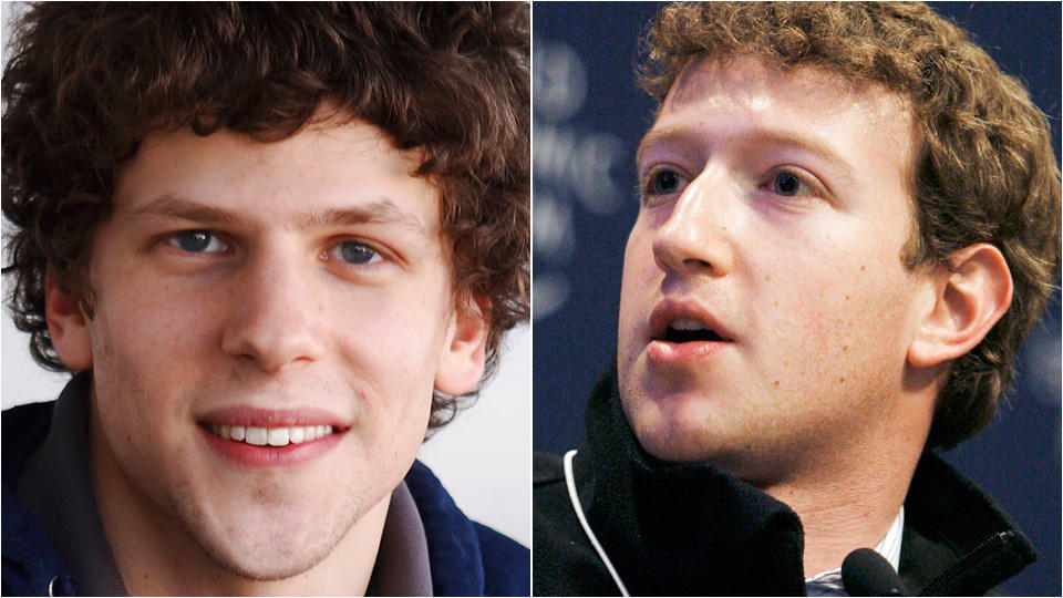 SJEKK LIKHETEN: Unge, lovende Jesse Eisenberg (til venstre) skal spille datageni og Facebook-gr�nder Mark Zuckerberg. FOTO: SCANPIX/REUTERS/AP