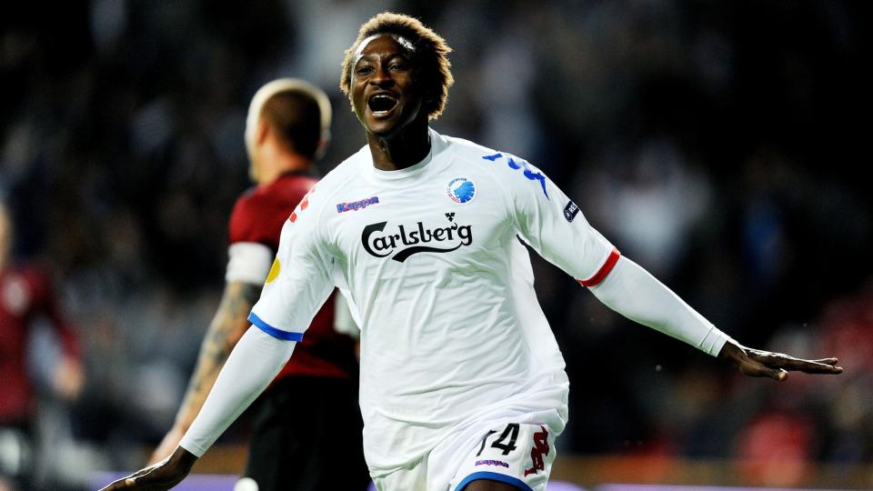 MATCHVINNER: Dame N'Doye feirer kampens eneste m�l for FCK mot Sparta Prague i Parken i Europa League i kveld. Foto: Anders Kj�rbye, EPA/Scanpix