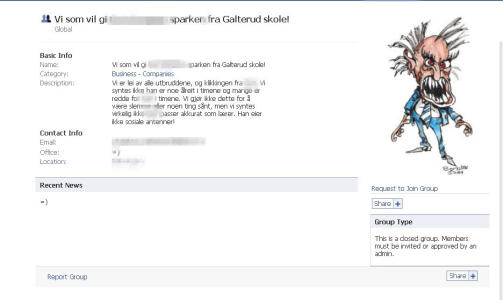 SLIK MOBBES L�REREN: Her er skjermdump av elevenes hatside p� nettstedet Facebook. Siden er n� fjernet.