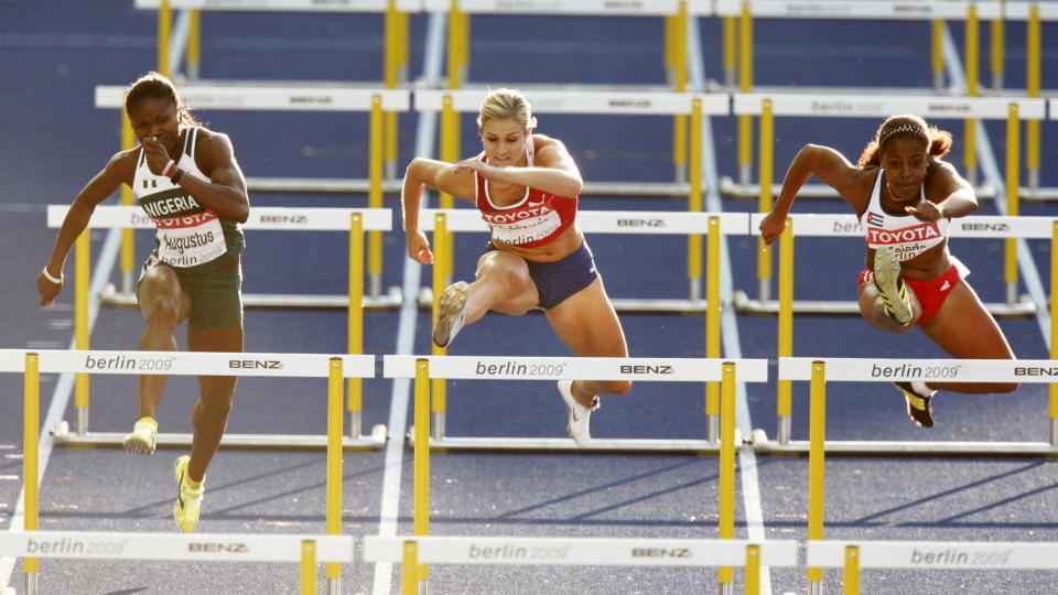 I FORM: Christina Vukicevic senket den norske rekorden p� 60 meter hekk til 7,94 da hun l�p i Flor� l�rdag. Her er hun i aksjon  under VM i Berlin. Arkivfoto: Scanpix