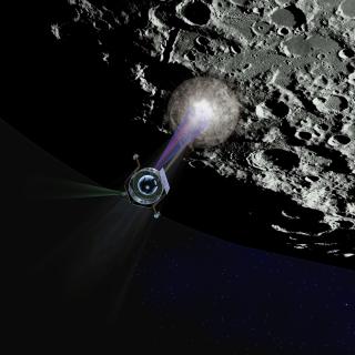 LCROSS: En del styrter inn i m�nen med voldsom kraft, en annen f�lger bak og lukter gjennomst�vet p� jakt etter vanndamp. Foto: NASA/SCANPIX
