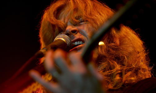 EN SINT MANN: Dave Mustaine, frontfigur i det plateaktuelle metalbandet Megadeth, er lite forn�yd med �Lydverket�. Foto: SCANPIX