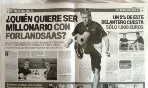 F�R DOBBELTSIDE I MARCA: �Vil du bli million�r med F�rlands�s?�, sp�r den spanske avisa i tittelen.