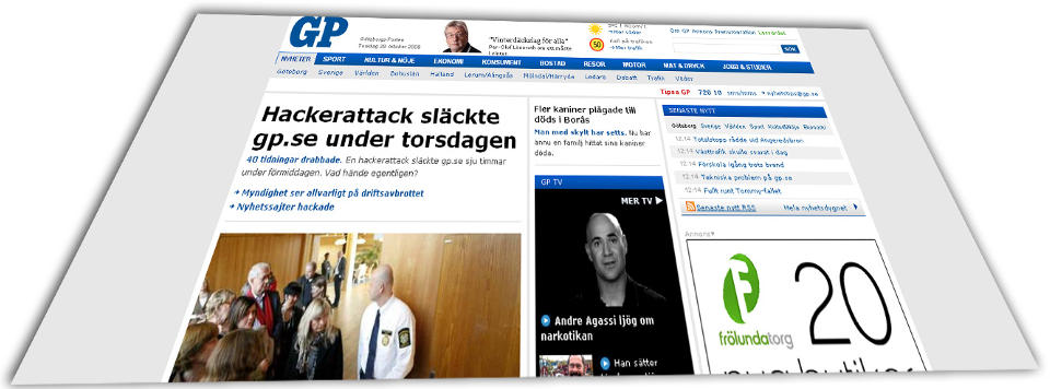 UTSATT FOR DATAANGREP: Et tredvetall svenske nettsteder var i dag nede i flere timer p� grunn av dataangrep. Foto: GP