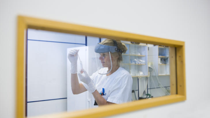  - KLARE:  Ullev�l Universitetssykehus sier de er klare for en eventuell ny svineinfluensaepidemi. Dette bildet viser 
bioingeni�r Julie Mari Frigaard ved mikrobiologisk laboratorium ved Ullev�l Sykehus der man i fjor testet virus A (H1N1), bedre kjent som svineinfluensa. Foto: Berit Roald / SCANPIX