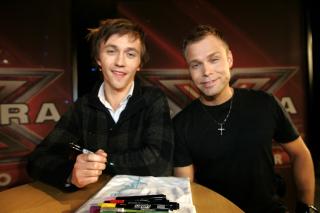 P� BES�K: Sondre Lerche og Christian Ingebrigsten var p� bes�k p� X- Factor. Foto: Marius Gulliksrud/STELLA PICTURES