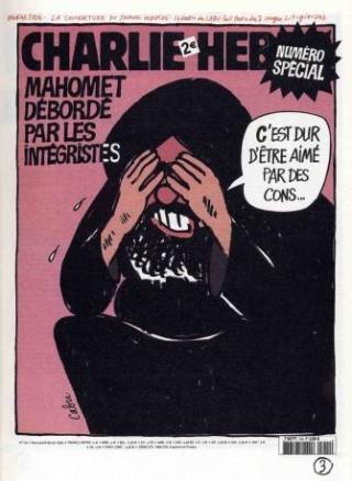 GJENTATTE RUNDER I RETTEN: Det franske satiriske magasinet Charlie Hebdo publiserte Mohammed-karikaturene i 2006. Paris' stormoske saks�kte magasinet. Saken ble anket av Islamsk r�d i Frankrike og senere av saudiske World Muslim League. Magasinet er ikke blitt d�mt. Faksimile: Charlie Hebdo