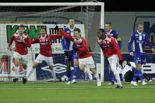 TO KVALIKM�L: Edier Frejd scoret b�de i f�rste og andre kvalikkamp mot Sarpsborg 08. Foto: Marius Torgersrud / Scanpix